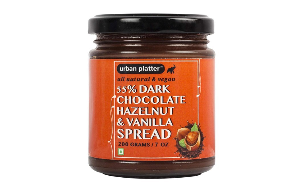 Urban Platter 55% Dark Chocolate Hazelnut & Vanilla Spread   Glass Jar  200 grams